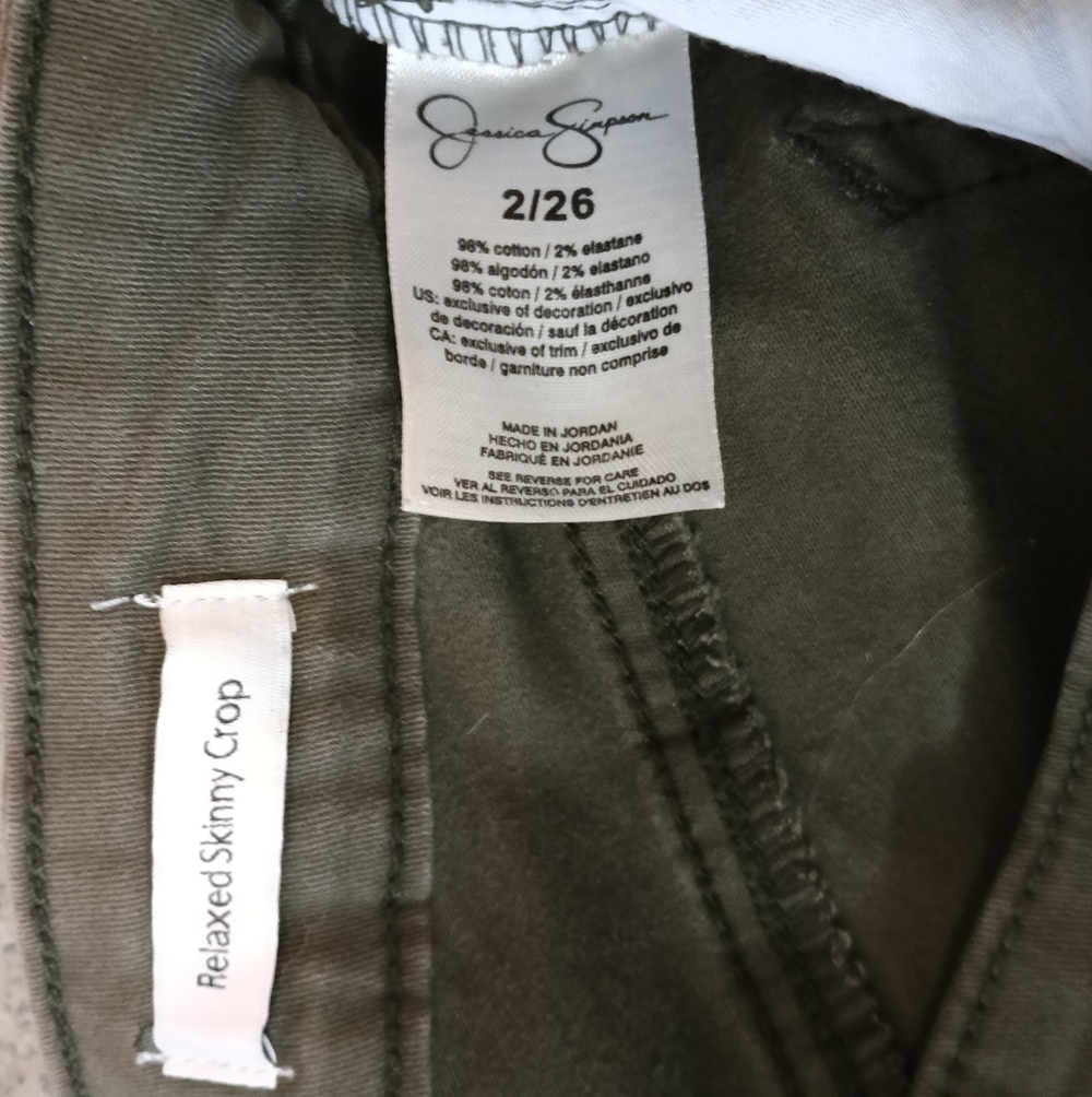 Jessica Simpson Olive Green Relaxed Skinny Crop Jean (2/26) - Picture 6 of 10
